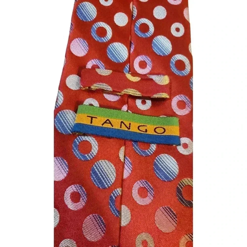 Tango Tie Necktie Neckwear Red Multicolored‎ Circle Pattern Luxury Designer Work
